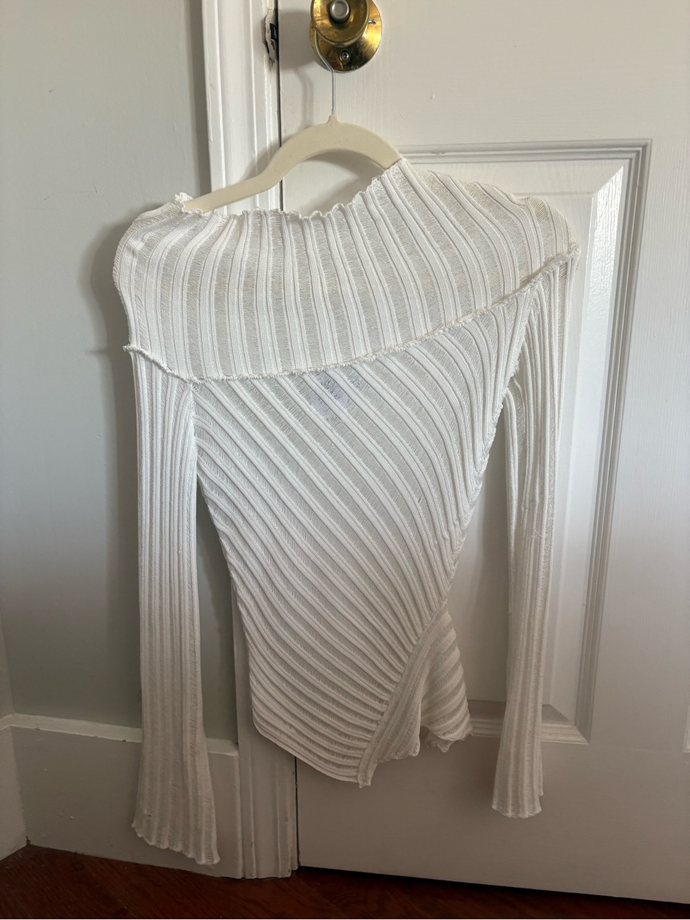 Princess Polly Off-Shoulder Ribbed Knit Sweater in White